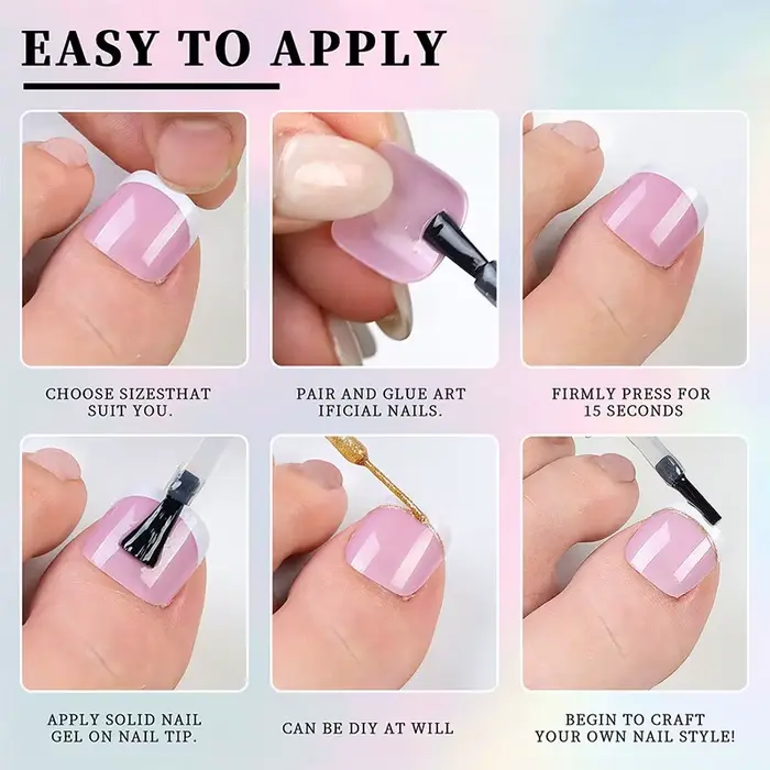 Nouveau 120Pes faux ongles sur les jambes français court biais presse