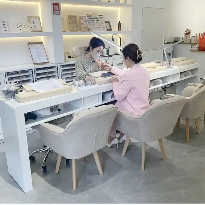 Poste de travail pour femmes, support de bureau pour ongles, accoudoir, aspirateur, organisateur de maquillage, bureau à ongles, Design de luxe, meubles de manucure Mesa Para