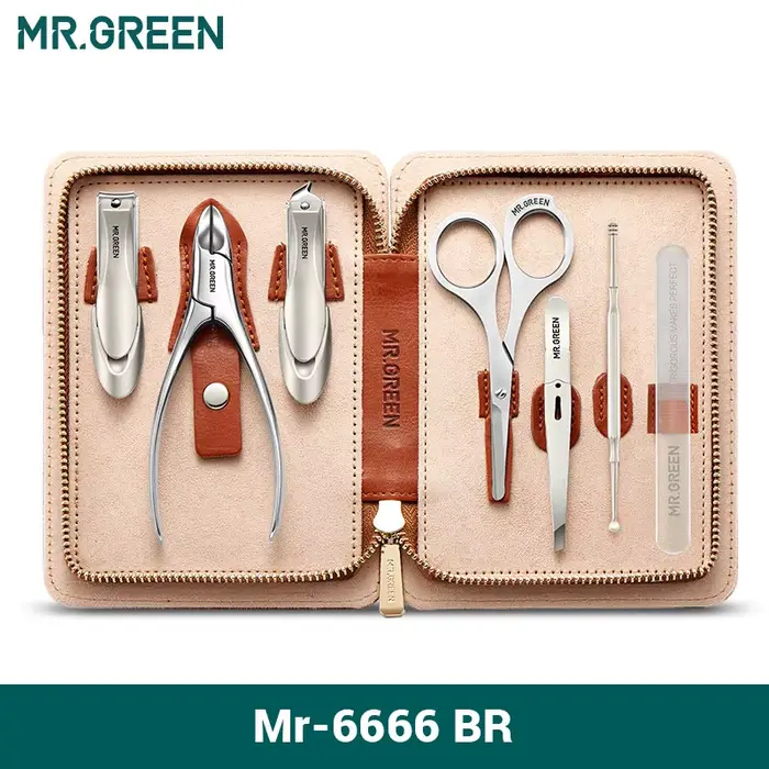 MR.GREEN – ensemble de manucure avec étui en cuir 7 en 1