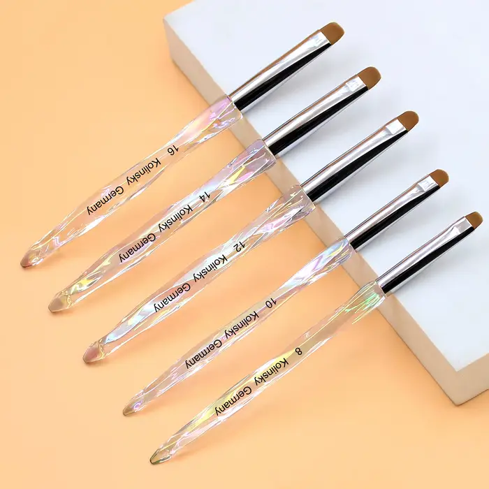 Brosse professionnelle pour nail art avec manche chic – Parfaite pour les manucure et le nettoyage français