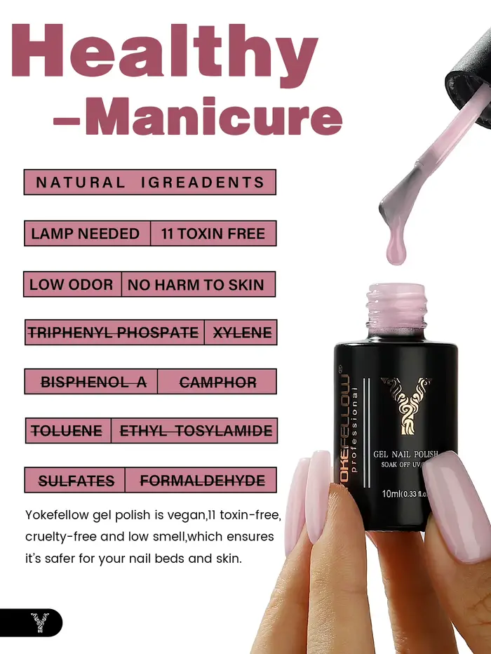 YOKEFELLOW-Verhéritage à Ongles Gel UV Rose Translucide, Soak Off, Gelée Nude, Verhéritage Longue Du