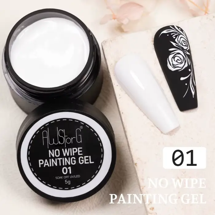 AWStorG 5g 4 en 1 sans lingette peinture Gel vernis pas fluide noir blanc couleur peinture Liner Nai