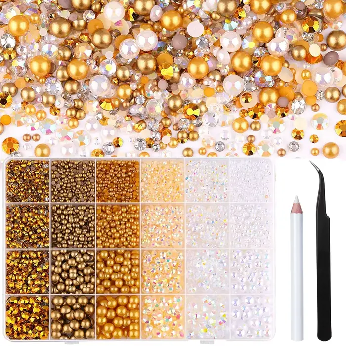 Environ 3500 pièces de strass pour Nail Art à dos plat, pierres précieuses en cristal pour bricolage