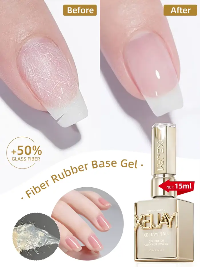 Vernis à ongles Gel à Base de caoutchouc en Fiber de 15ml