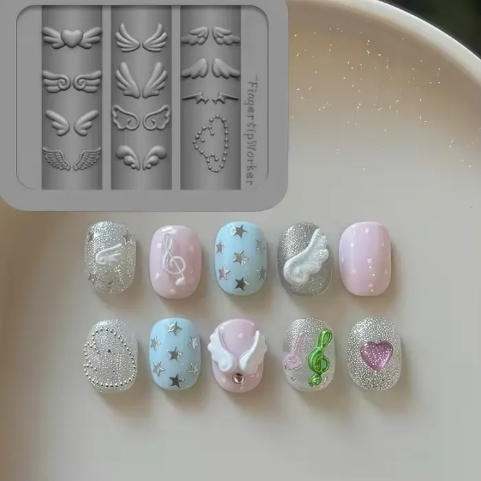 Moule en silicone pour ongles, motifs 3D multi-formes, boutons mignons, outil de manucure DIY pour f