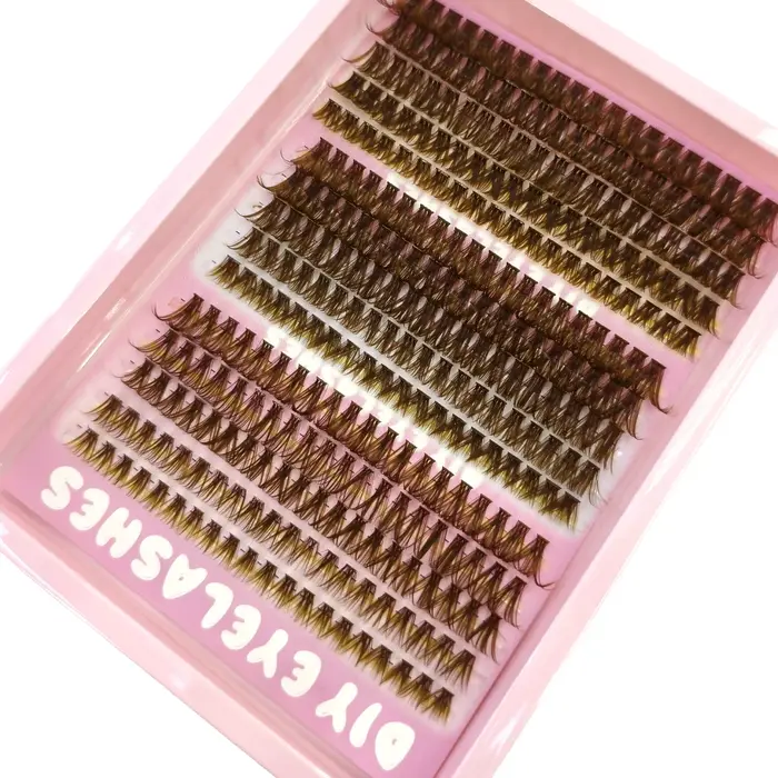 HBZGTLAD Spikes 40P-120P grappes de cils marron naturellement 240 grappes faux cils extensions de ci