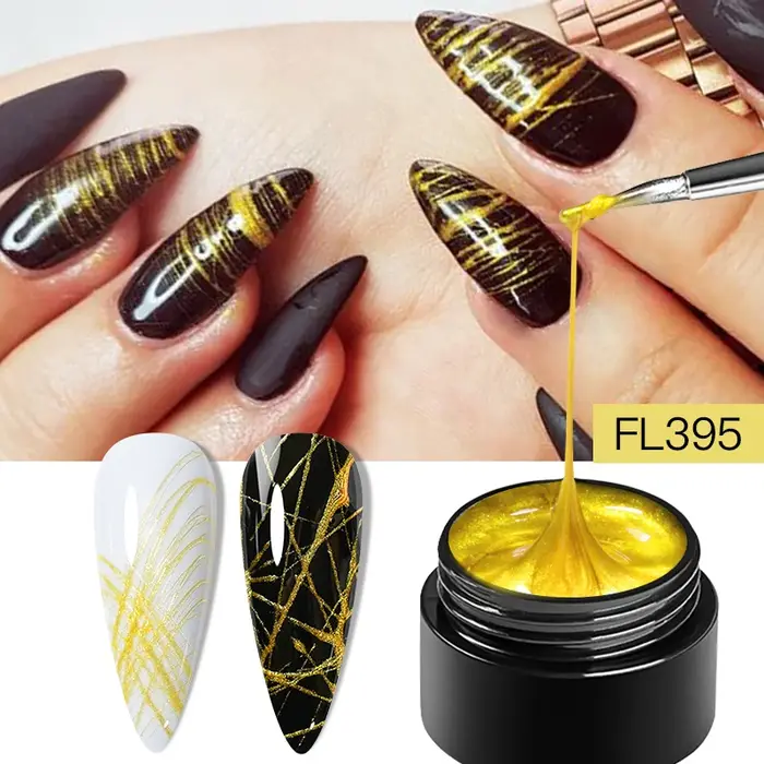 Gel UV pour ongles effet araignée noir et blanc