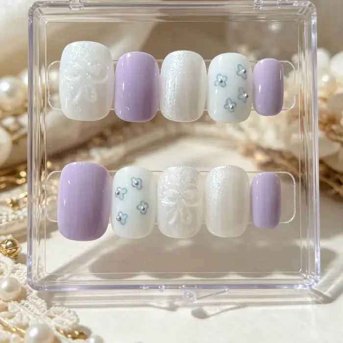 10 faux ongles carrés courts pressés à la main