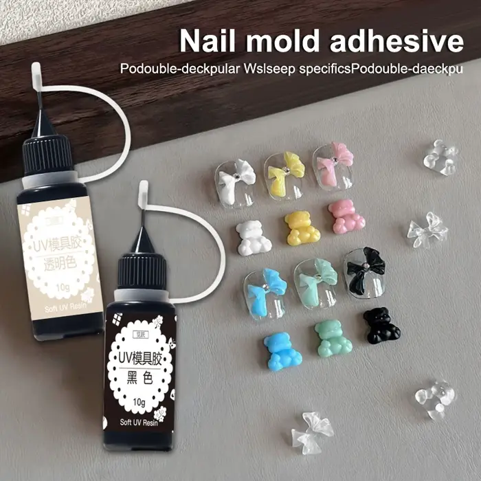 Gel sculpté pour moule à ongles 10g, Gel UV, Colle cristalline translucide, Outil de moulage acrylique 3D, pour salon de manucure et DIY Nail Art