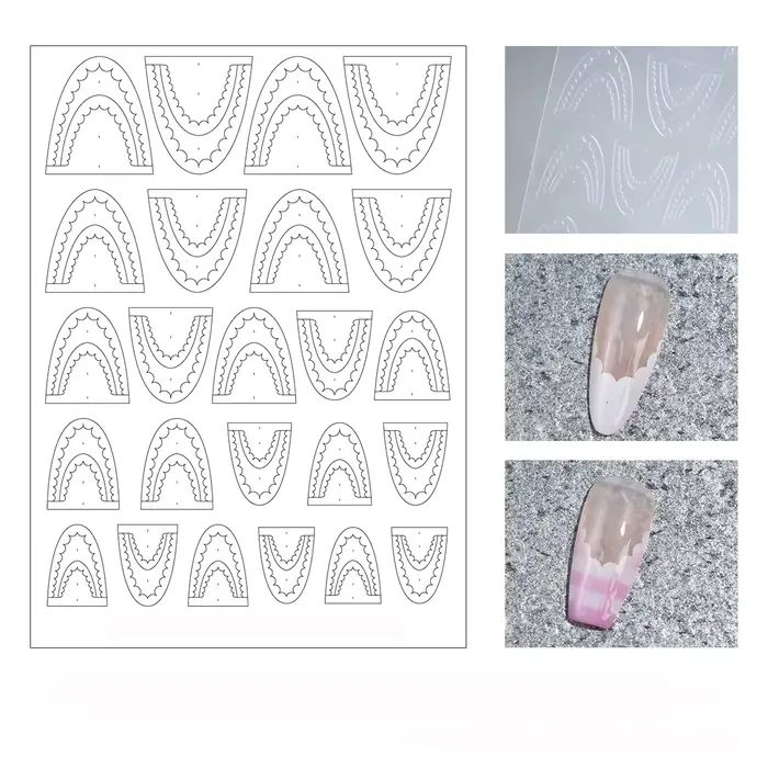 Autocollants pour ongles français en dentelle creuse, 1 pièce, mode Simple, curseur auto-adhésif, dé