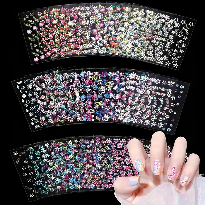 30 pièces (choire la quantité) autocollants pour ongles brillants-auto-adhésifs