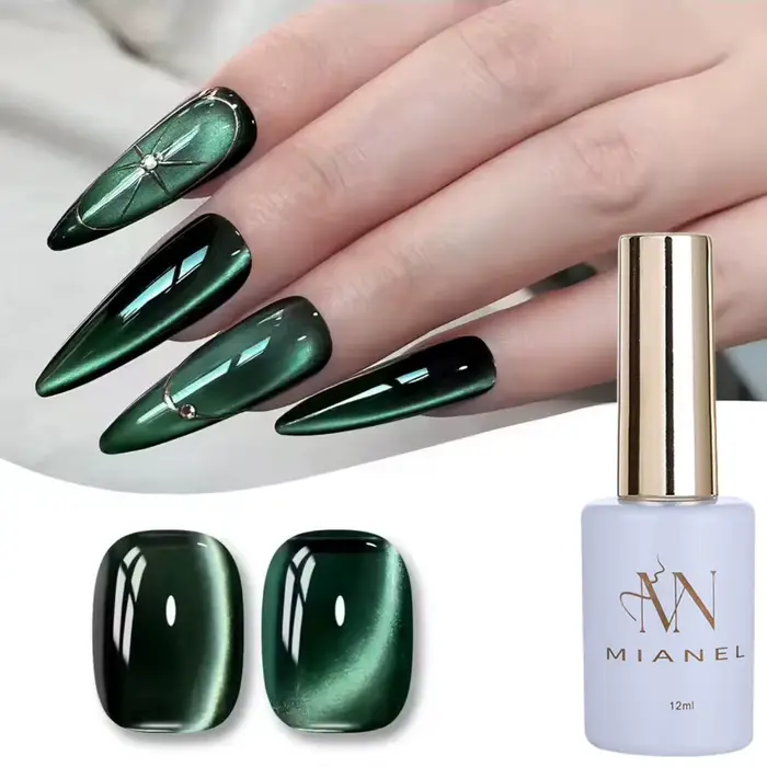 MIANEL 12ML 2026 – Vernis à ongles gel magnétique effet œil de chat vert profond