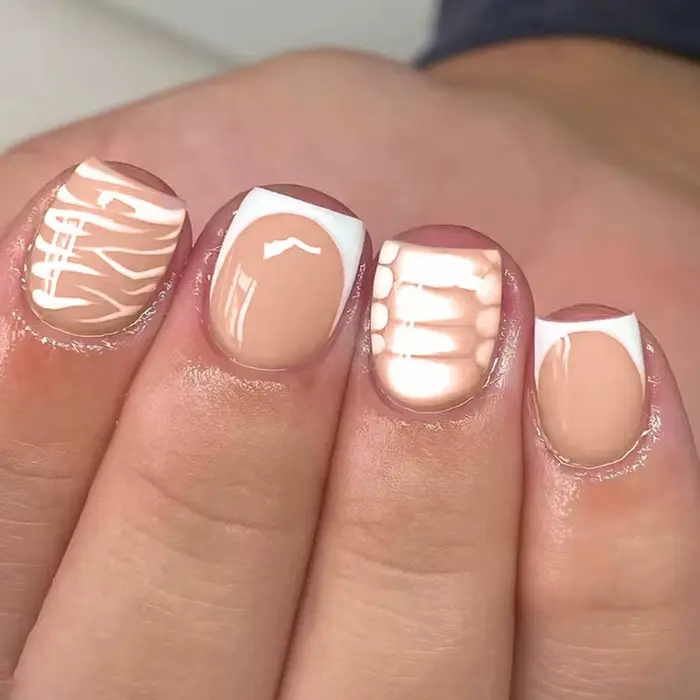 Faux ongles courts en T à la mode, style français, à tête carrée, couvrance totale, pour manucure, p