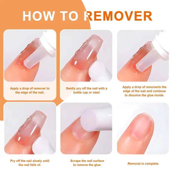 Lot de 3 flacons de dissolvant pour faux ongles – Élimine facilement les ongles en acrylique, les ongles à presser et les strass – Bouchon à levier pratique