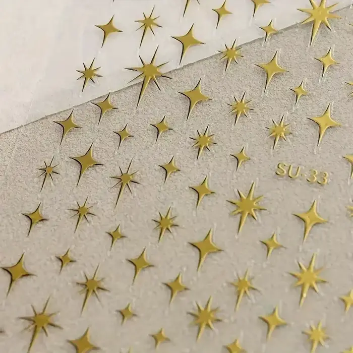 Autocollants pour ongles Y2K Starburst, décorations scintillantes dorées et argentées pour manucure
