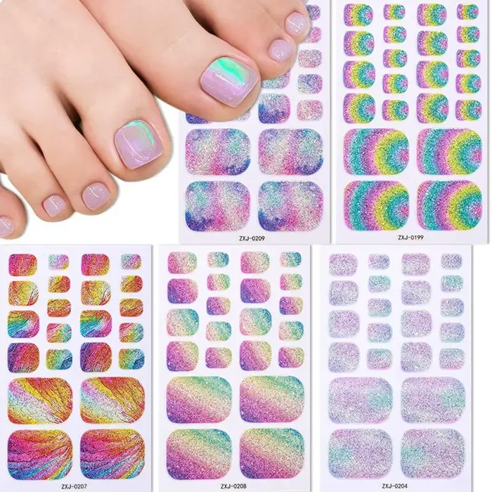 22 bandes/feuille de bandes adhésives en gel semi-durci pour ongles de pieds