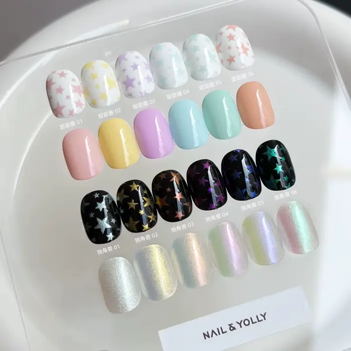 NAIL&YOLLY Pat Painting Mud Gel Palette Aurora Macaron Spring Summer Pastel Shades Acetate Foil Transfer Stamping Nail Art Gel