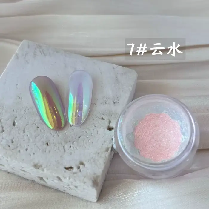 9 couleurs arc-en-ciel Aurora ciel royaume clair de lune poudre paillettes Chrome femmes Nail Art