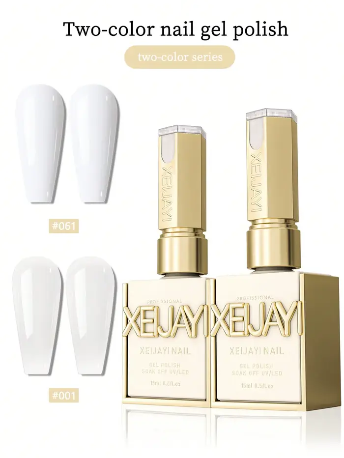 2 couleurs 15ML blanc Gel pour ongles ensemble Semi Permanent Nail Art trempage UV LED Salon de manucure bricolage