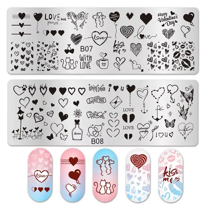 Plaques d'estampage d'ongles pour la saint-valentin