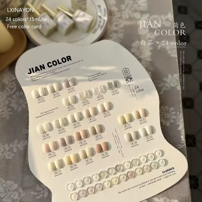 Verhéritage à Ongles en Gel UV LED, Série Blanche, 24 Couleurs, Laque pour Nail Art, 15ml