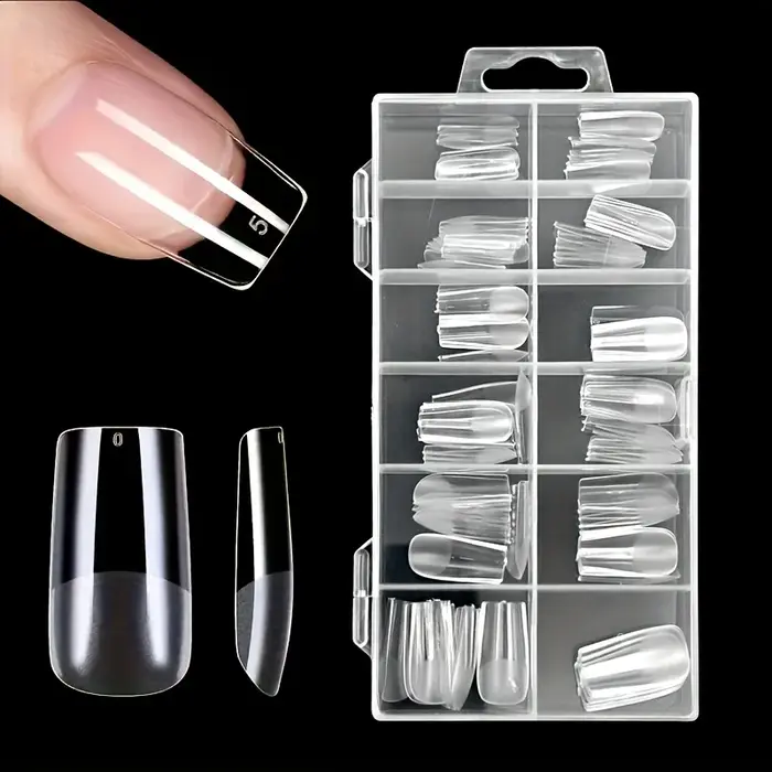 120 pièces pointes d'ongles en acrylique carrées moyennes-moitié mat