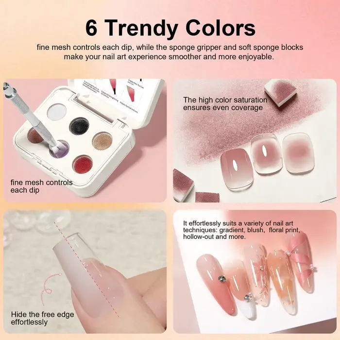 Gels de manucure dégradés 6 couleurs 8ml pour femmes