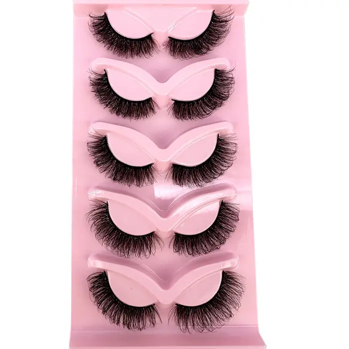 Nouveau 5 paires classique hybride Volume cils nouveauté vaporeux D Curl court russe bande