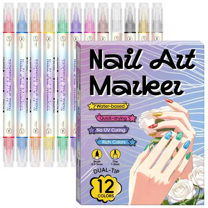 ✰ ✪ Stylos de nail art 12/24 couleurs 0,5 mm, kit de stylos de peinture pour ongles, dessin, peintur