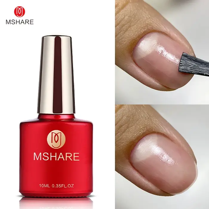 MSHARE Base en Caoutchouc Top Clear Gel de Construction Auto-nivelant Rafforçant UV LED Gel 10 ml