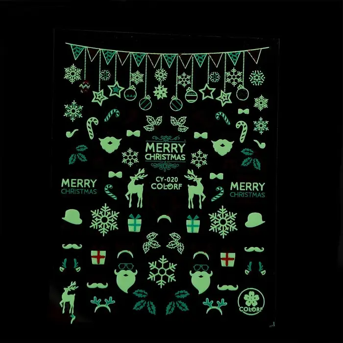 Autocollants pour ongles de Noël qui brillent dans le noir
