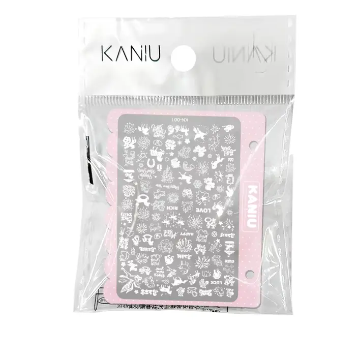 Kaniu – panneau d'impression d'ongles pour fille, cœur, fleur, bord ondulé, Rose, papillon, autocoll