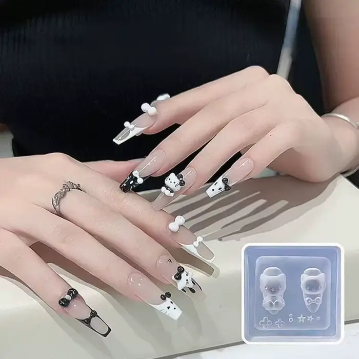 Moules 3D en Silicone pour Nail Art, dessin animé mignon Sanrio Hello Kitty Kuromi, modèle pour la f