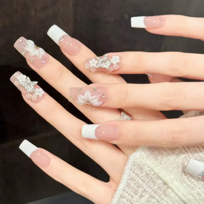 10 faux ongles longs de type ballerine