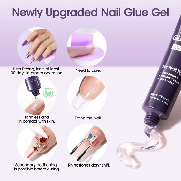 GELLEN Colle à ongles semi-solide 4 en 1