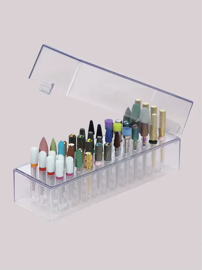 Boîte de rangement transparente pour forets à ongles, 48 trous, boîte transparente vide, présentoir
