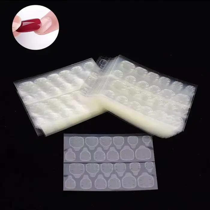 5 feuilles tampons Double face faux ongles ruban adhésif colle autocollant gelée colle faux ongles A
