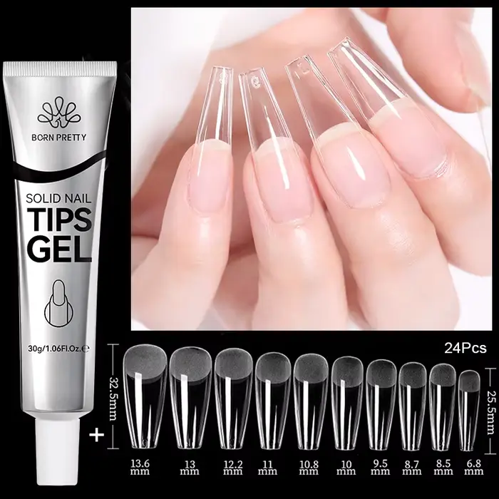 BORN PRETTY 30ml pointes d'ongles solides Gel avec 24 pièces