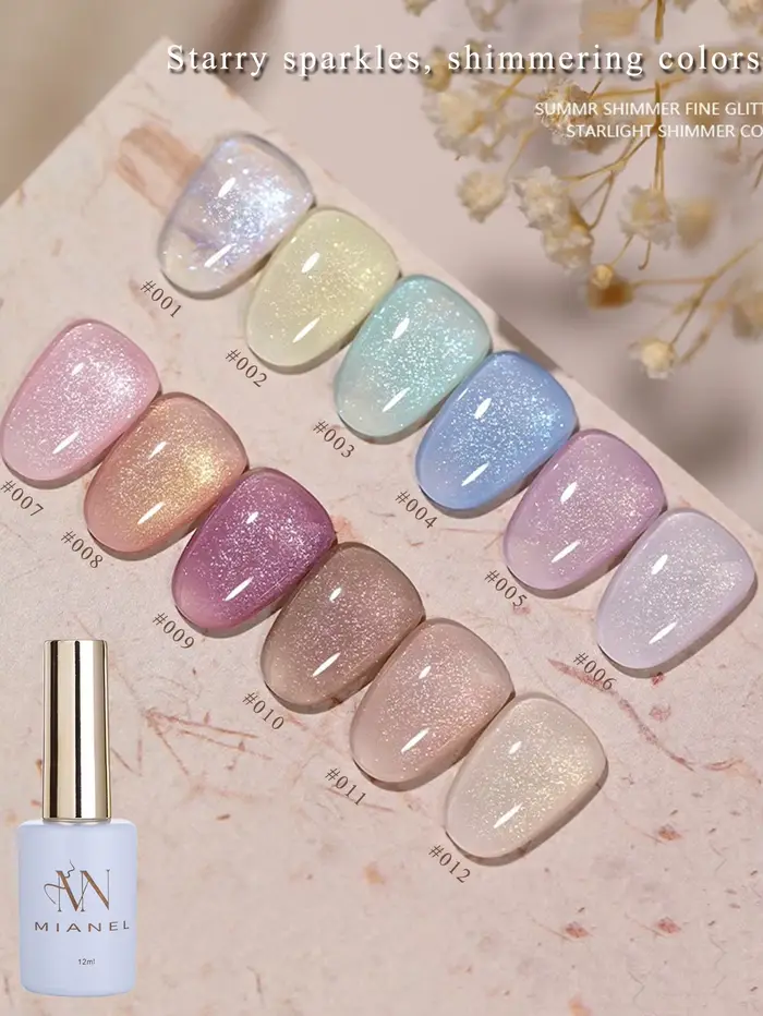 MIANEL 12ML Vernis à ongles gel blanc laiteux à paillettes, haute brillance, paillettes fines effet