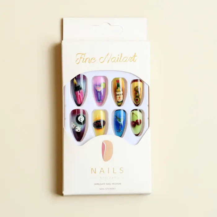 24 faux ongles brillants en amande