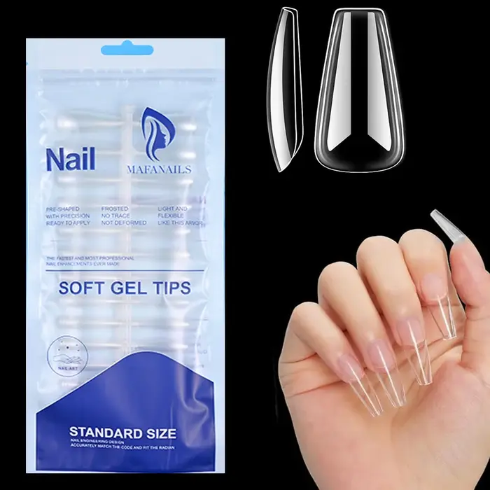 Faux ongles français longs et carrés