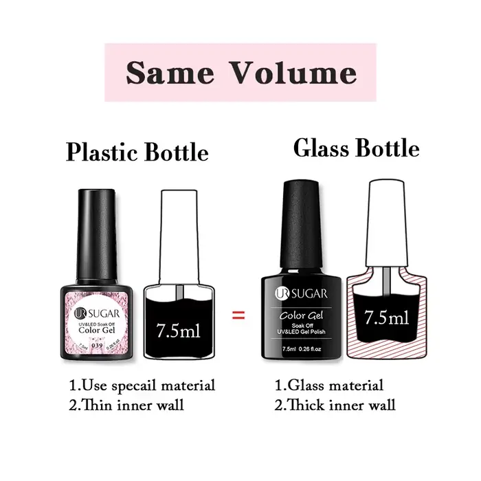 UR SUGAR 7.5ml Rose paillettes couleur unie Gel vernis à ongles gelée nu