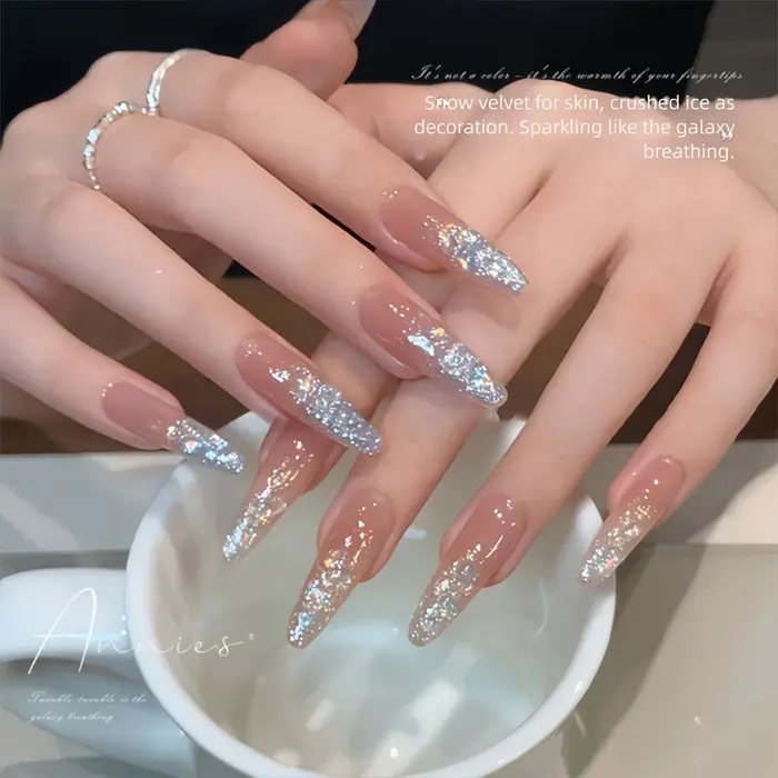 MIANEL 10ml Gel à ongles scintillant effet velours neige 2026 – Vernis ultra-brillant transparent pour manucure professionnelle éclatante en salon