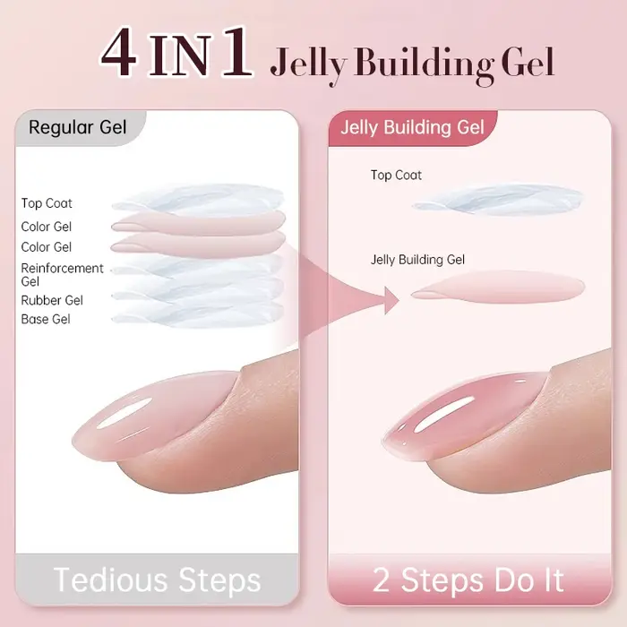 UR SUGAR 15ml Gel Base Caoutchouc 4-en-1 pour Construction, Renforcement et Nail Art Naturel, Vernis à Ongles Gel UV/LED Soak Off