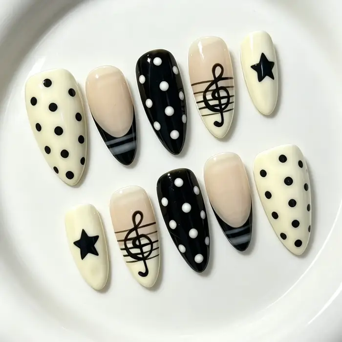 10 faux ongles en forme d'amande pressés à la main