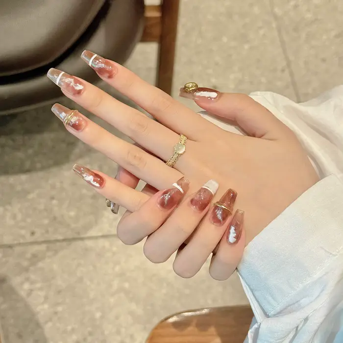 Faux ongles à pression faits à la main pour femmes et filles