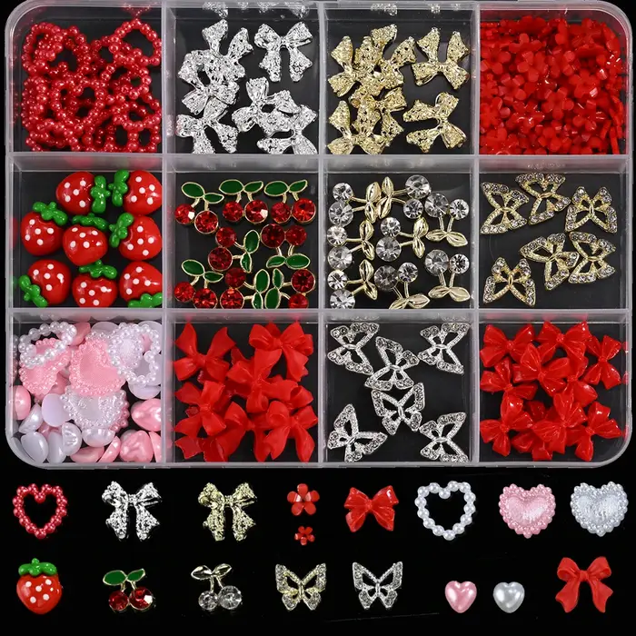Breloques pour ongles en résine rouge