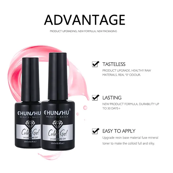 CHUNSHU vernis à ongles Gel 10ml vernis Semi Permanent rose pêche couleur nue Gel tremper longue durée UV lumière Cure Nail Art bricolage
