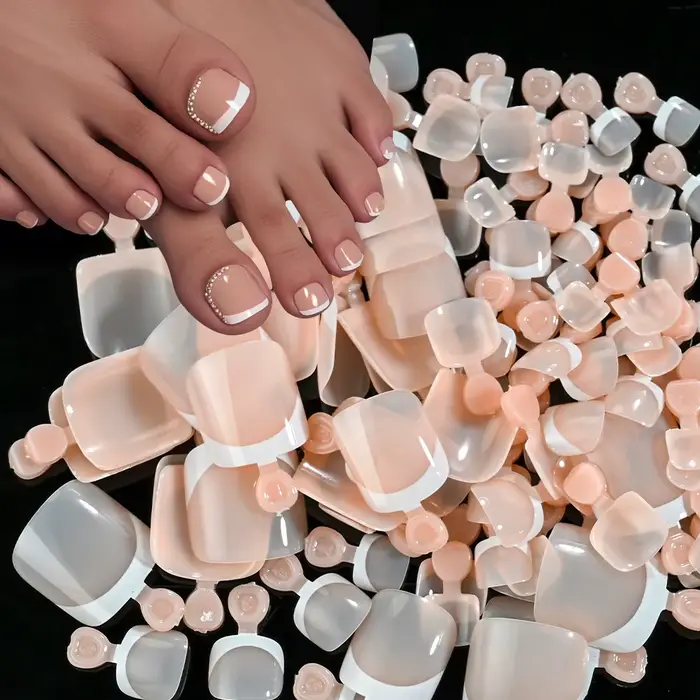 120 pièces 9 couleurs faux ongles français été court carré presse