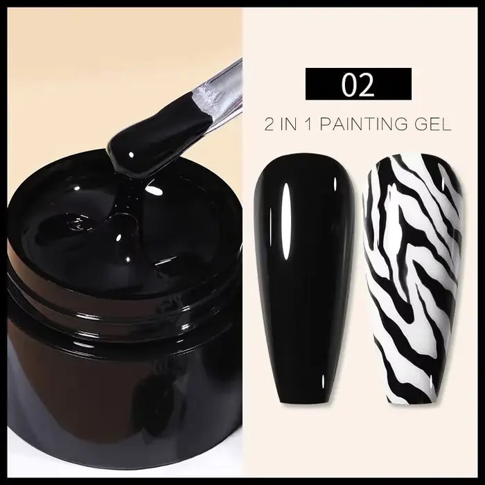 BORN PRETTY Gel de Peinture Blanc et Noir 5ml Professionnel Super Texture pour Dessin de Lignes et F